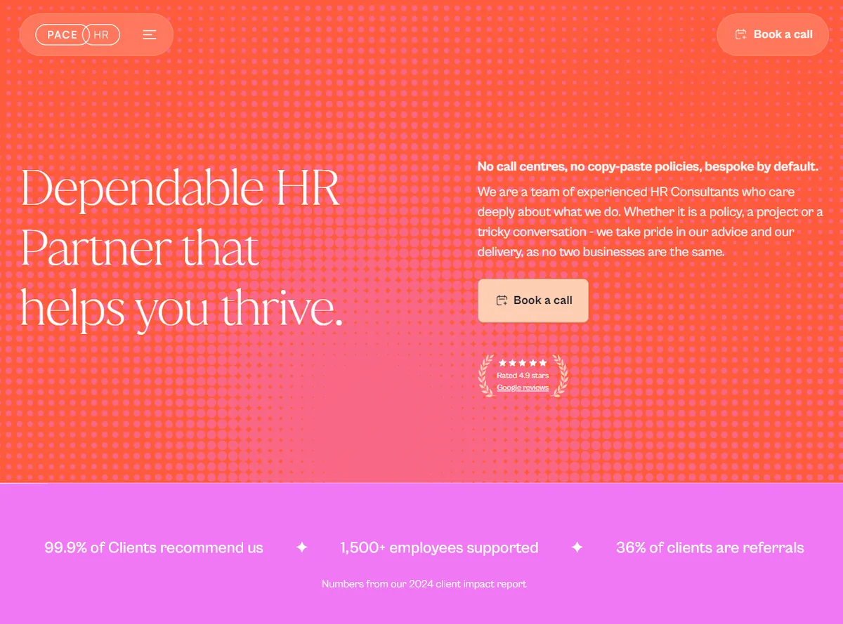 Screenshot of the employee engagement analytics dashboard built for Pace HR